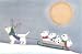 12 Christmas cards: West highland terrier (westie) family on sled ride / Lynch folk art