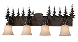 Vaxcel USA VL55404BBZ Bryce 4 Light Rustic Bathroom Vanity Lighting Fixture in Bronze, Glass