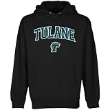 NCAA Tulane Green Wave Black Logo Arch Applique Midweight Pullover Hoody
