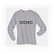 USMC Marines Long Sleeve T-Shirt - Authentic Military Style Physical Training T-Shirt in gray