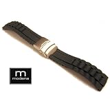 16mm MODENA President style Italian Rubber Watch Band w/ Deployment Buckle
