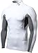 TSLA Men's UPF 50+ Mock Long Sleeve Compression Shirts, Athletic Workout Shirt, Base Layer for Water Sports, Zero Block Top White & Grey, XX-Large