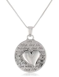 Sterling Silver "Love The Moment" with Heart Reversible Pendant Necklace , 18"