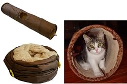 Collapsible Sherpa Lined Cat Tunnel with Peek-a-Boo Hole