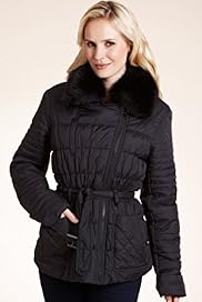 Petite Large Faux Fur Collar Padded Jacket