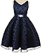 V Neck Sleeveless Lace Floral Pattern Satin Sash Flower Girl Dress Size 4-16