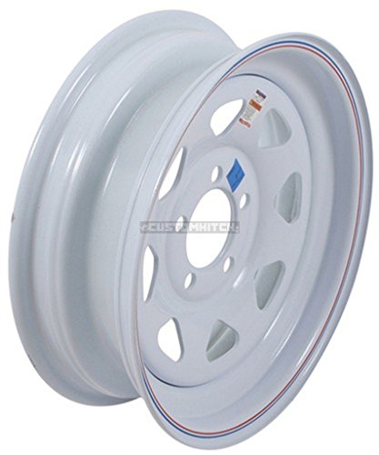 2-Pack Trailer Rims #405 15x6 15" 5 Bolt Hole 4.5" OC White Steel Spoke w/Stripe