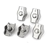 uxcell ワイヤーロープクリップ　シングルワイヤークリップ　ケーブルクランプ　M5 307　ステンレススチール製　シンプレックスワイヤー　ロープクリップ　ケーブル　シングルボルト　5個