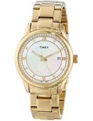 Timex Womens T2P1489J Classic Gold-Tone Stainless Steel Bracelet Watch