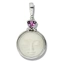 Sterling Silver Carved Bone Goddess Pendant w/ Amethyst by Sajen