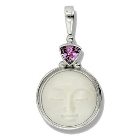 Sterling Silver Carved Bone Goddess Pendant w  Amethyst by Sajen by Sajen Sterling Silver