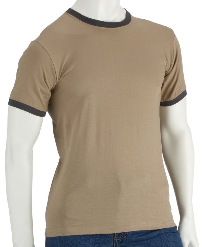 Fruit of the Loom Ringer T-Shirt, khaki-graphite, Gre: M