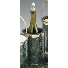 Kraftware 61078 Jade Marble with Brass Wine Chiller Deluxe with Bands by Kraftware