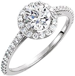 14kt White Forever Brilliant Created Moissanite &amp; 3/8 CTW Engagement Ring