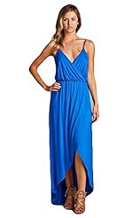V-neck High-Low-Hem Spaghetti Strap Rayon Maxi Dress 