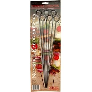 Charcoal Companion 13-Inch Nonstick Grilling Kabob Skewers, Set of 6 by 