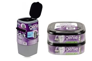 Energizer Genie Pail Cat Litter Disposal System with 2 Extra Refills, Silver