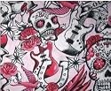 Morgan Kids Tattoo Pink with Skulls Microfiber Twin Sheet Set
