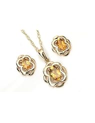 Peninsula Jewellery 9Ct Gold Citrine Celtic Pendant And Stud Earring Set