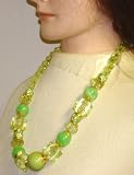 Gold Trim Large Aqua Beads and Necklace for Women and Teens