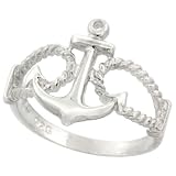 Sterling Silver Anchor Ring 9/16 inch (14 mm) long, sizes 4.5 - 10.5