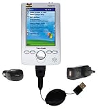 Retractable USB Hot Sync Compact Kit with Car & Wall Charger for the ViewSonic V37 - Gomadic Brand w/ TipExchange Technology