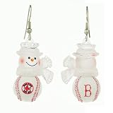 Pack of 2 MLB Boston Red Sox Snowman Baseball Earrings