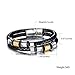 OPK Men Jewelry Braided Leather Wrap Bracelet Stainless Steel Buckle Double Strand Wristband, Black 8.66