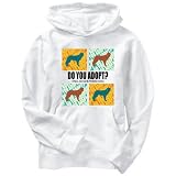 Hoodie Mens White  DO YOU ADOPT ? English Shepherd Dog  Dogs