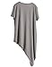 Jollychic Women's Solid Color Loose Asymmetry O-Neck Short Sleeve Cotton T Shirt