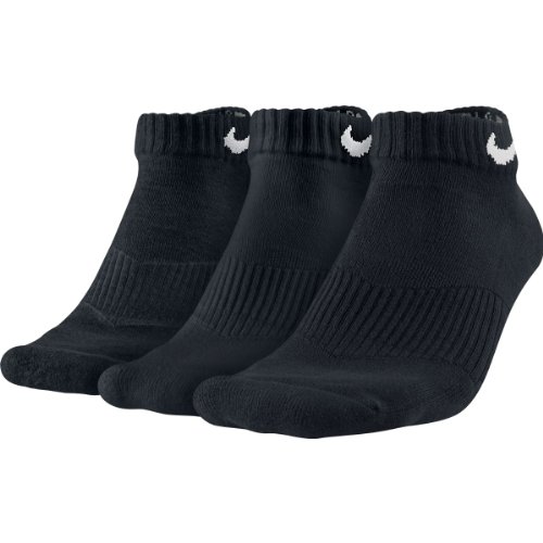 Nike Cotton Cushion Low Cut Ankle Socks Black/Grey 3 Pair Pack SX4701-001 Size Large (8-12)