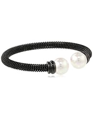 Majorica Pearl Black Steel Bangle Bracelet, 7.5"