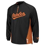 MLB Men's Baltimore Orioles Long Sleeve Lightweight 1/4 Zip Gamer Jacket (Black/orange, Large)