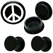 UV Logo Black Color with Peace Sign Plugs 00g - Sold As A Pair