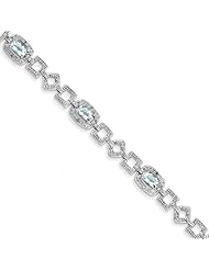 Sterling Silver Diamond & Light Swiss Blue Topaz Bracelet