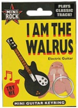 Musical Electric Guitar Keyring Beatles-Plays I am the walrus.