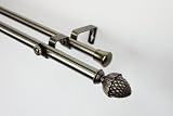A&F Rod Decor - Drapery Double Rod Set 28 - 48 inch w/ Acorn Finial - Antique Brass