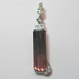 14K White Gold Bi-color Tourmaline and Diamond Pendant