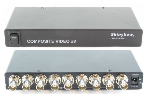 1x8 (1:8) 8-Way Composite BNC Video Distribution Amplifier Splitter