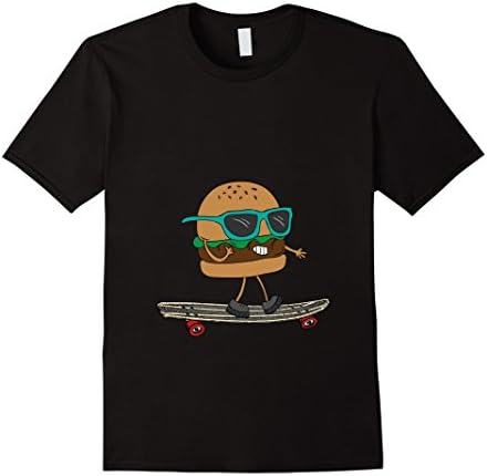 Men's Cheeseburger Wearing Sunglasses Long Skateboard Cute T-shirt Small Black