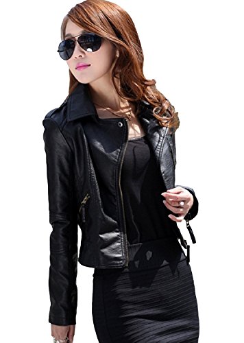 (フアングー)huanggu レディース PUレザー ライダースジャケット ラペルカラー ショート丈 ジャケット マニッシュ ブルゾン 革ジャン アウトドア アウター 上着 スポーティー ストリートファッション カジュアル セクシー フェミニン スウィート 前開きジッパー
