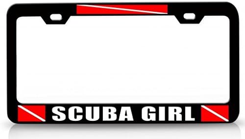 SCUBA GIRL Scuba Flag Steel Metal License Plate Frame Bl # 3