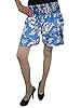 Women Short Pant High Waist Shorts Floral Printed Blue Casual Pants (Waist:26-36 inch.)
