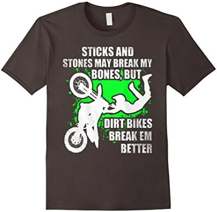 Men's DIRT BIKES shirt - Sticks and stones may break  my bones Large Asphalt