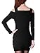 Women Square Neck Long Sleeve Cut Out Shoulder Knit Mini Dresses