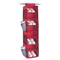 8-Shelf Shoe Bag with Side Pockets - Rouge
