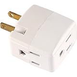 GE 58368 3-Grounded Outlet Adapter, White