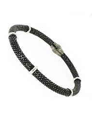 Ladies Black Tone Silver Charm Bracelet 12g
