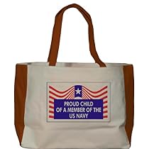 PROUD CHILD OF A MEMBER OF THE US NAVY Large BELLA TOTEBAG w/ pockets (Choice of Colors)
