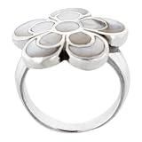 Sterling Silver Faux Mother Of Pearl Daisy Ring